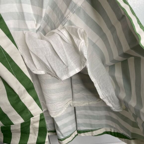 Modcloth Womens Dusk and Stunner Full Skirt L Green White Stripe Retro Twee - Picture 8 of 9